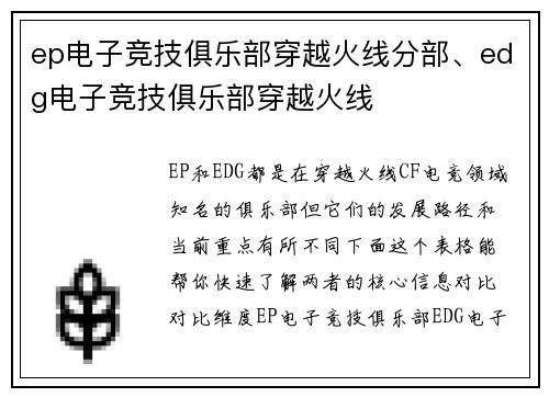 ep电子竞技俱乐部穿越火线分部、edg电子竞技俱乐部穿越火线